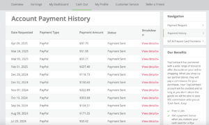 rút tiền TopCashback về tài khoản PayPal