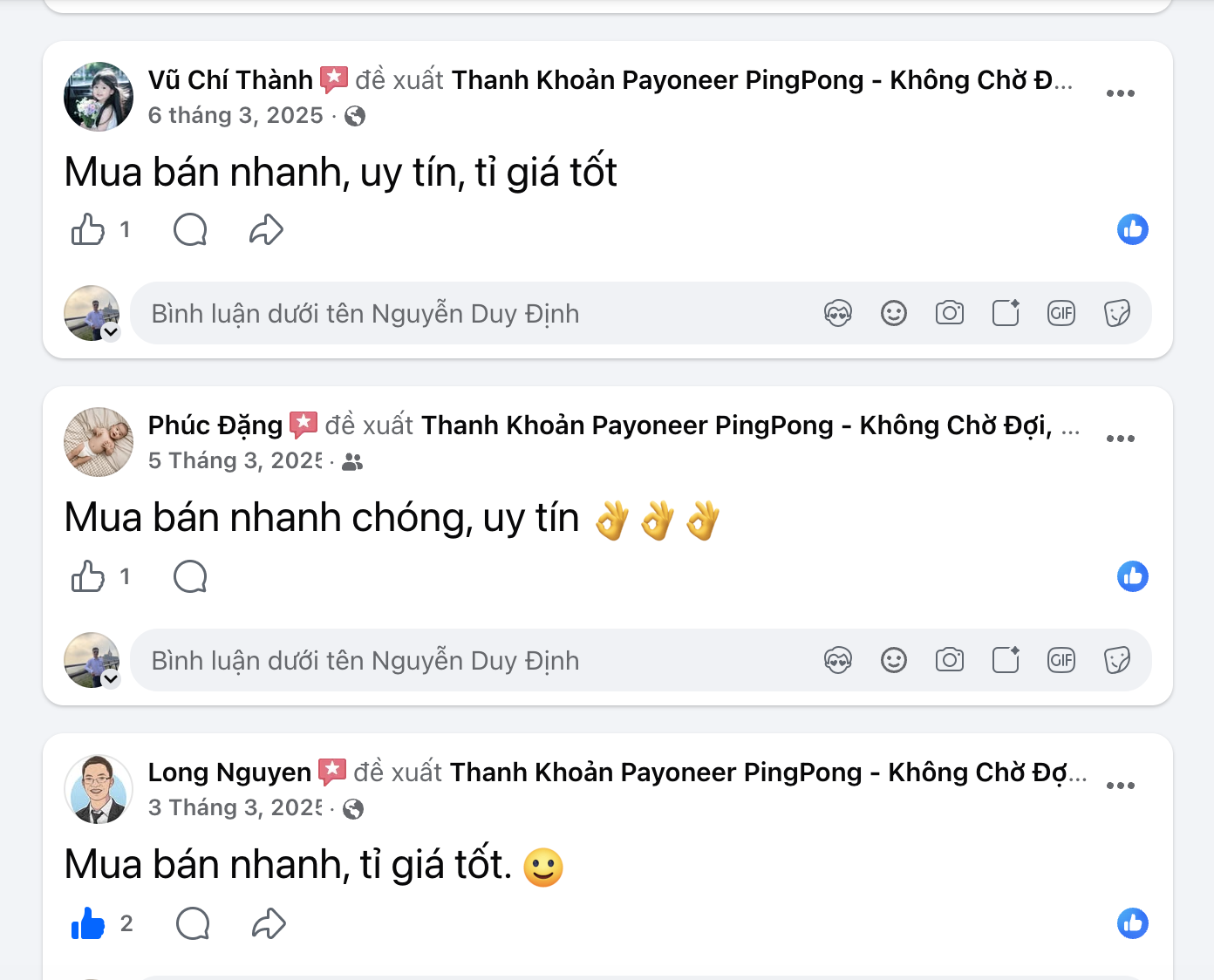 Đánh giá khách hàng về dịch vụ mua bán nhanh, uy tín, tỉ giá tốt của HMA